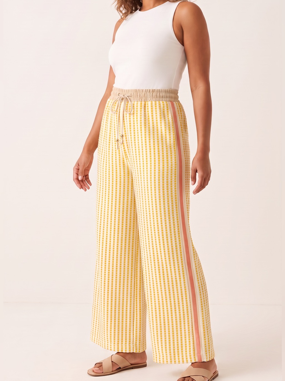 Oddi Yellow& White Striped Pants wide leg small